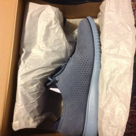 Cole Haan Men's 2.ZeroGrand Blue Suede Wingtip Oxford Shoes - 11.5M - New in Box - Picture 7 of 9